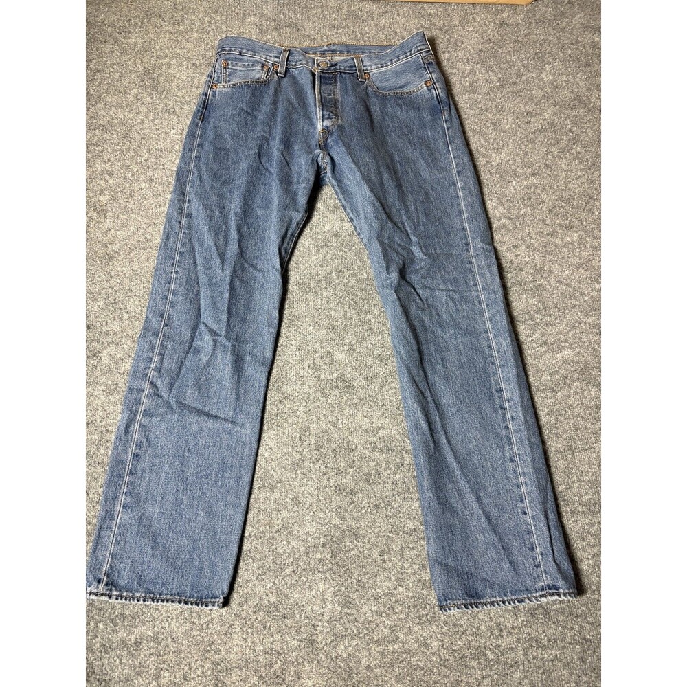 Levi's 501 Jeans Mens 34x32 Blue Straight Regular Fit Medium Wash Denim Casual
